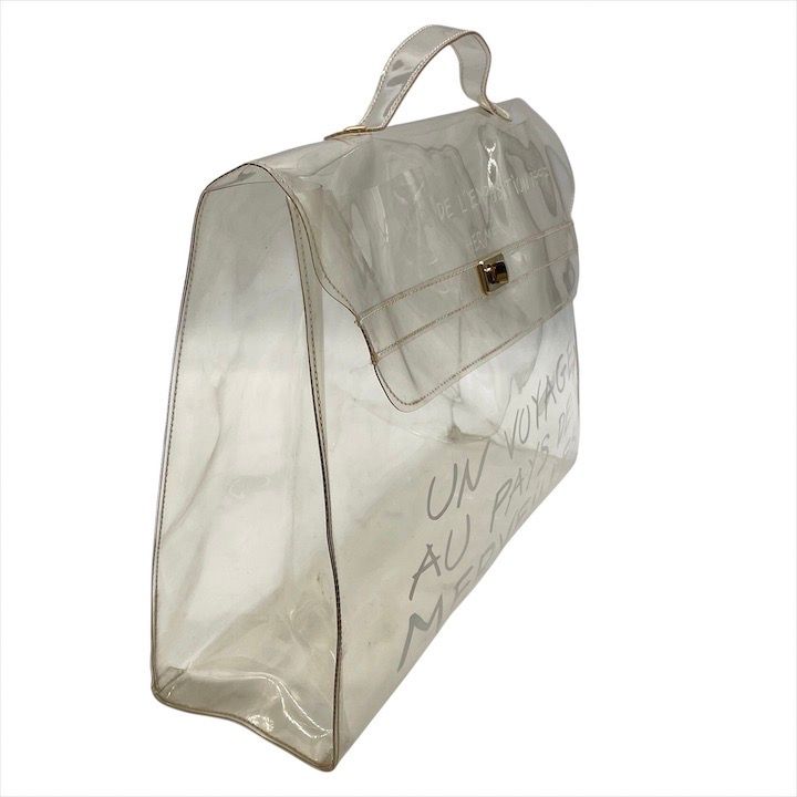 Hermes Vinyl Kelly Logo Hand Beach Clear Transparent Purse — view 2
