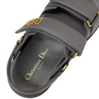Christian Dioract Sandals Shoes Leather Gray Gold Logo Sports — view 7
