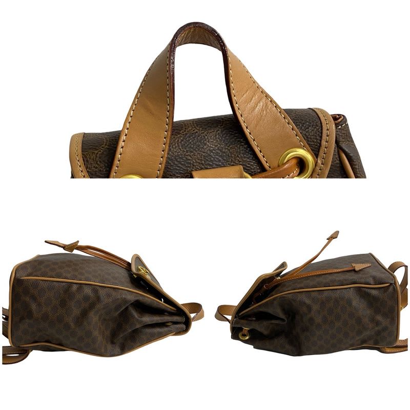 Celine Macadam Blason Triomphe Pattern Logo Ring Hardware Leather Backpack