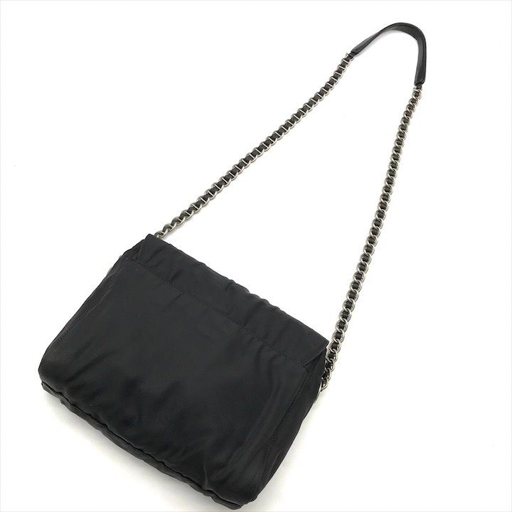 Prada Nylon Tessuto Chain Shoulder Bag Black — view 2