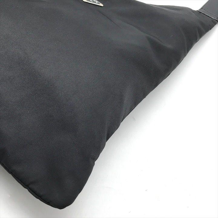 Prada Triangle Logo Nylon Tessuto Leather Shoulder Bag Black — view 4