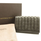 Bottega Veneta Intrecciato Compact Wallet Leather Black Gray Trifold — view 2