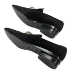 Hermes Loafers Leather Shoes Suede Black Silver Round Studs Flat — view 6