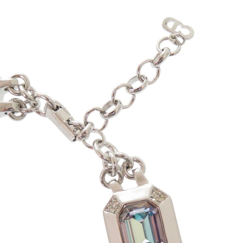 Christian Dior Vintage Metal Stone Silver Necklace Earrings 0757 — view 6
