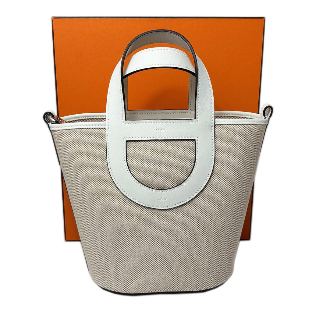Hermes in the Loop 18 Toile Ash Veau Ecru Silver Handbag — view 3