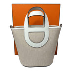 Hermes in the Loop 18 Toile Ash Veau Ecru Silver Handbag — view 3