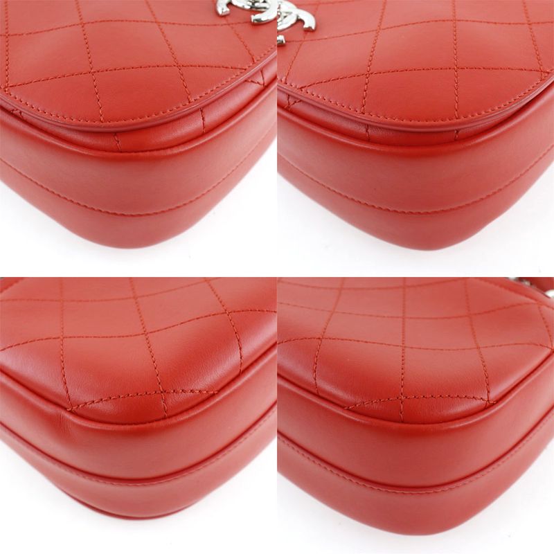 Chanel Chain Shoulder Quilted 2-Way Calf Red Bag — view 4