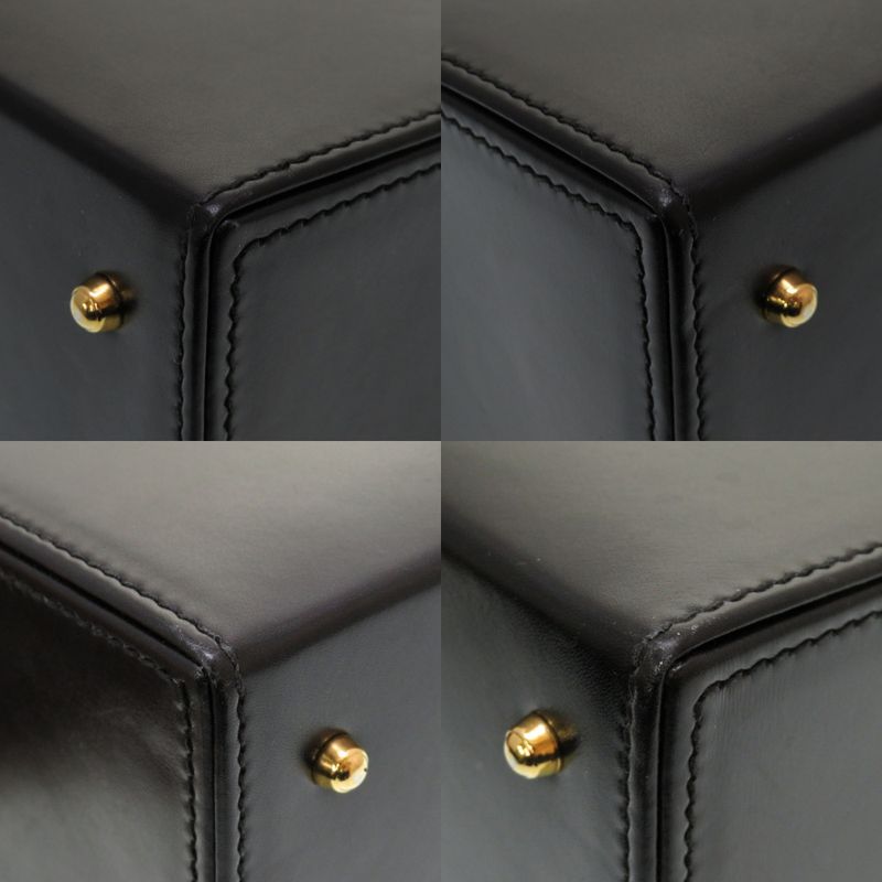 Gucci Lady Lock Leather Black Gold Hardware 000 01 0246 Vanity Bag Handbag — view 4