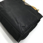 Prada Nylon Tessuto Metal Handle Hand Bag Black Bag — view 4