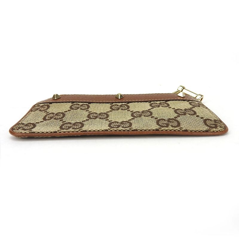 Gucci Coin Case GG Canvas Leather Brown Gold Hardware Everyday Use Small — view 4