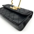 Chanel Bicolor Big CC Logo Mini Chain Shoulder Bag Black — view 4