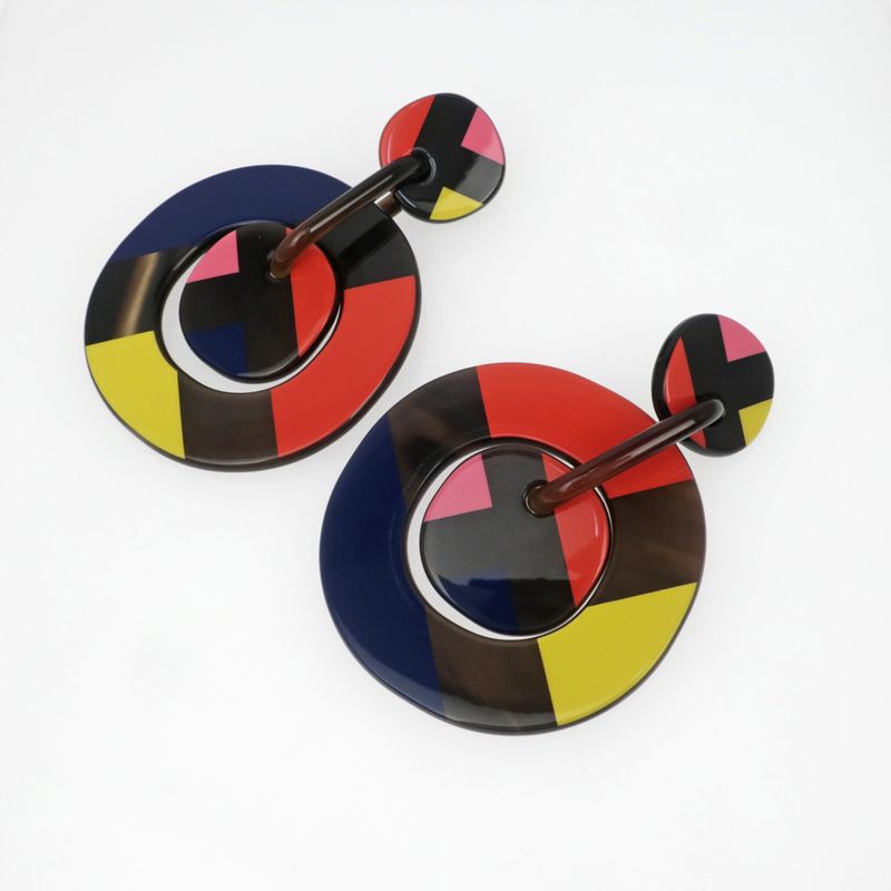 Hermes Amulet Lacquer GM Earrings Buffalo-horn Multicolor — view 4