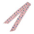 Hermes Scarf Twill Horsewear Couvertures Et Tenues de Jour Silk Rose Blue Veil — view 2