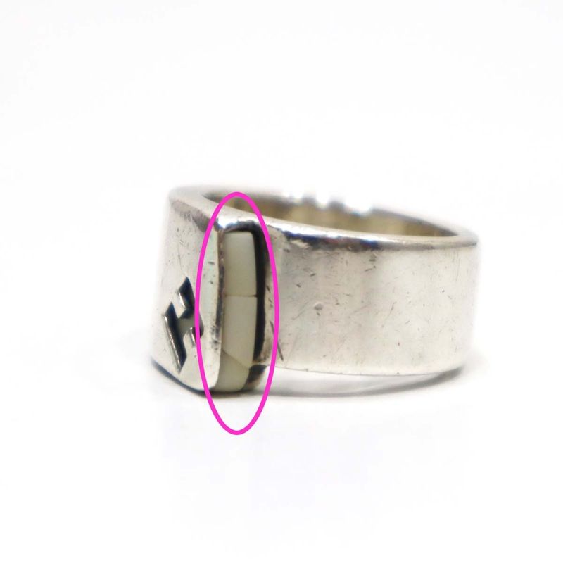 Hermes Candy Ring Silver 925 Size 52 10.8 g Cracked Rings Accessories White H7922 — view 4