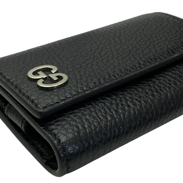 Gucci 6-Ring Key Case Hook Ring Small Leather Black — view 3