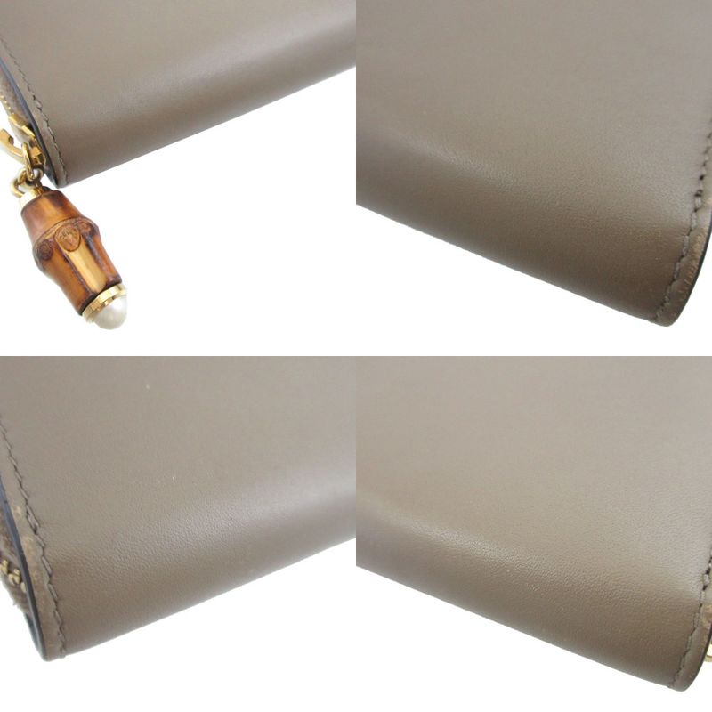 Gucci Bamboo Leather Beige Round Zipper Long Wallet 0319 — view 6