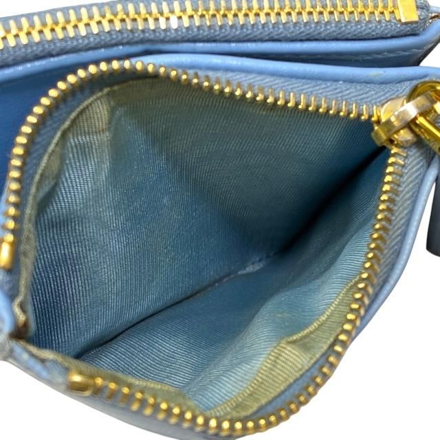 Prada 1 Ml024 Wallet Fold Compact Logo Leather Light Blue — view 8