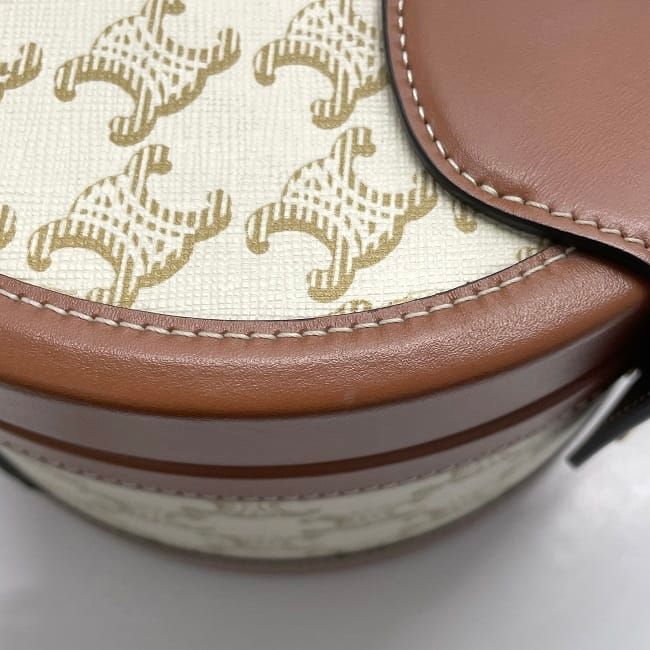 Celine Shoulder Bag Tambour White Brown Triomphe — view 7