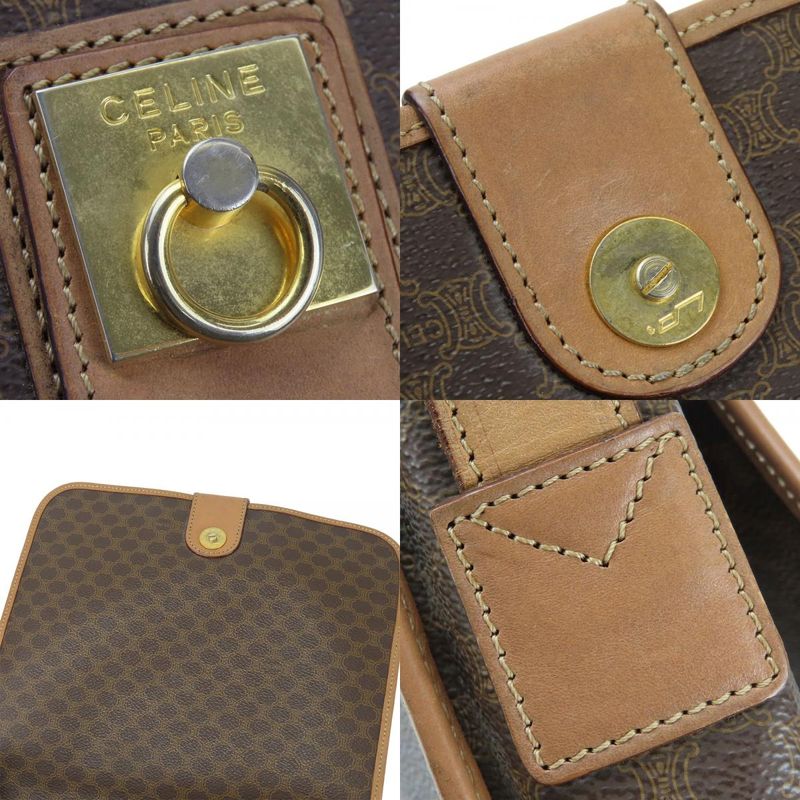 Celine Shoulder Bag Macadam Leather Brown Gold Hardware Crossbody — view 5