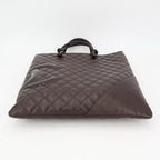 Chanel Cambon Line Flat Tote Bag Leather Dark Brown — view 5