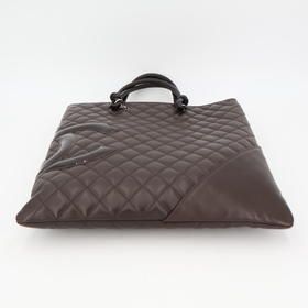 Chanel Cambon Line Flat Tote Bag Leather Dark Brown — view 5