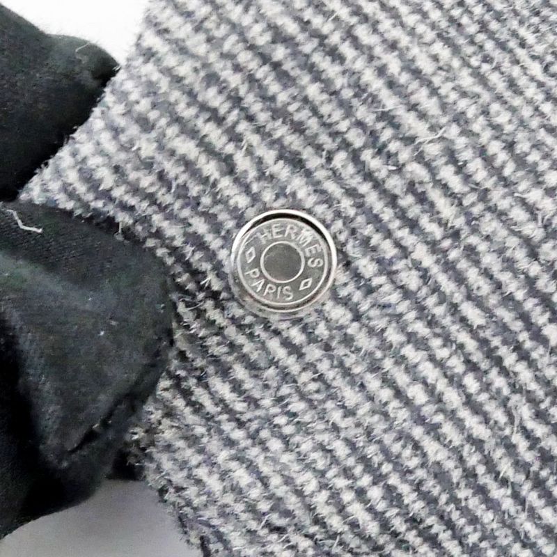 Hermes Barrette Karma Twill Noir Black Gray Silver Hardware Hair — view 8