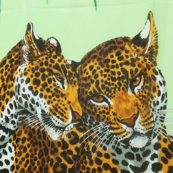 Hermes Pareo Large Shawl 100% Cotton Jungle Leopard Panther — view 2