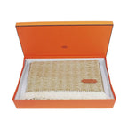 Hermes Muffler Wavy Double Face Beige Camel Cashmere Shawl Scarf — view 9