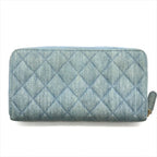 Chanel CC Logo Quilted Denim Zip Around Wallet Blue — view 2