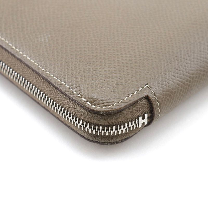 Hermes Azap Long Silk-in Vaux-epson Etoupe Brown R Wallet — view 4