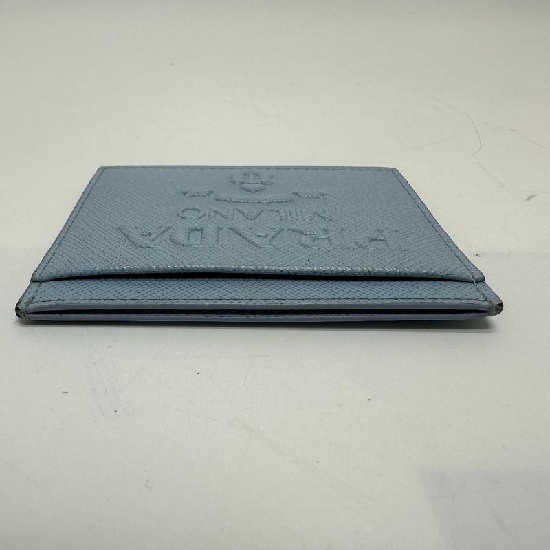 Prada Card Case with Embossed Logo 1 Mc025 Saffiano Leather Light Blue — view 8