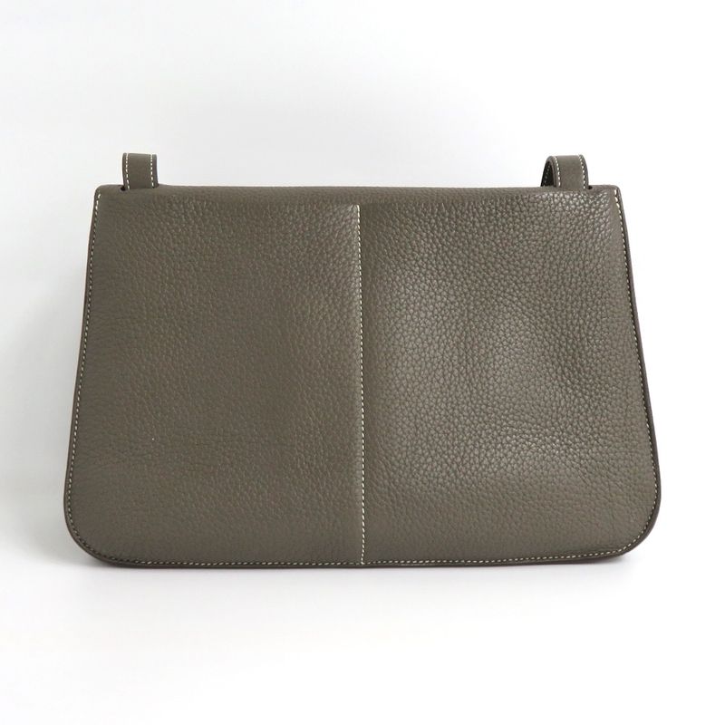 Hermes Halzan 31 Taurillon Clemence Etain Silver Hardware R 2014 Gray — view 3