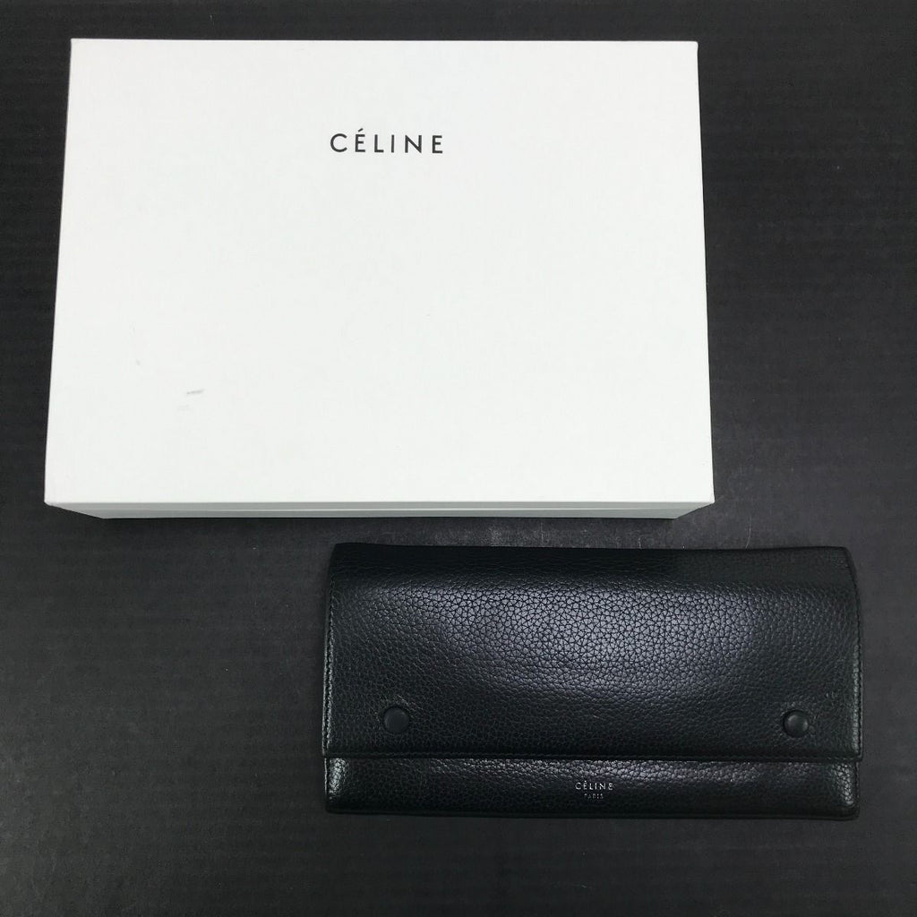 Celine Long Wallet Large Flap Multifunction Black Yellow — view 2