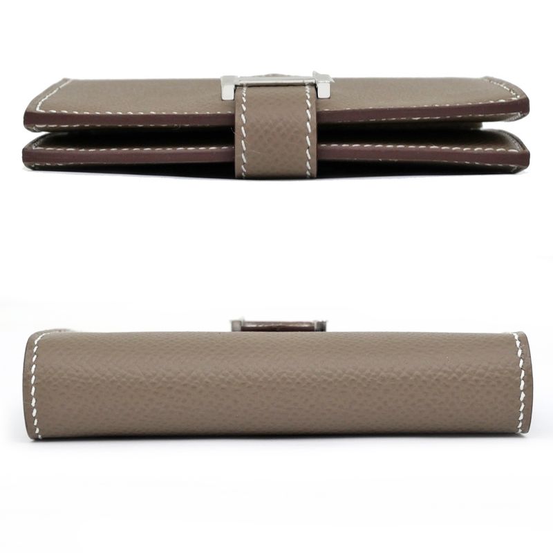 Hermes Bearn Card Case Etoupe Silver Hardware Veau Epsom — view 5