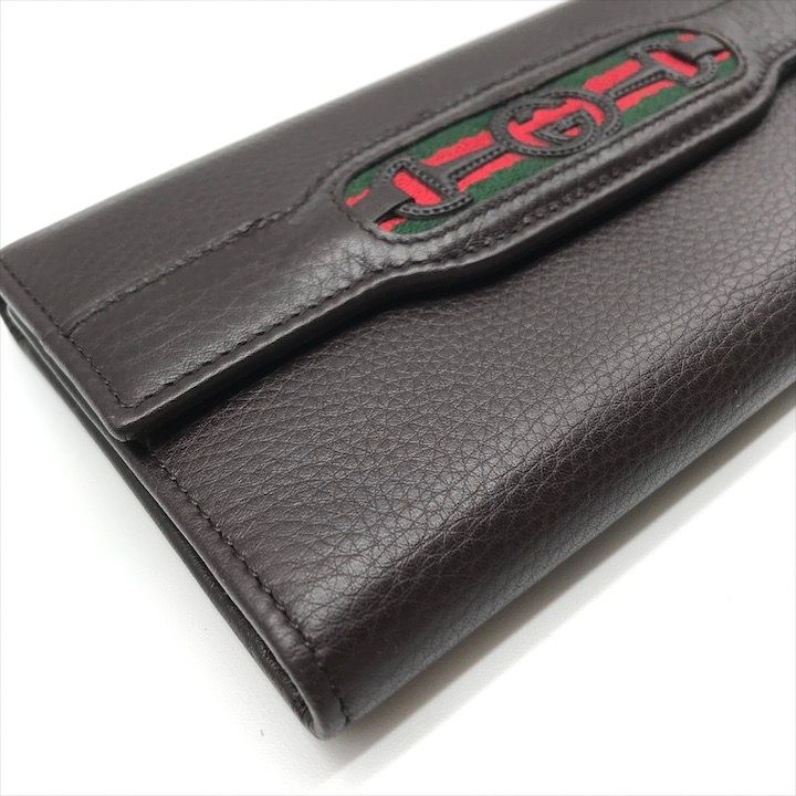 Gucci Geki Interlocking Sherry Line Leather Trifold Wallet Brown — view 5