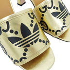 Gucci Adidas Collaboration Sandals Gold Size 38 Mule Heel Logo — view 5