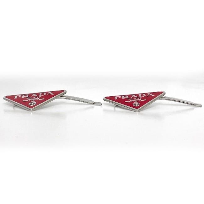 Prada Hairpin Red Silver 1 If051 Metal — view 3