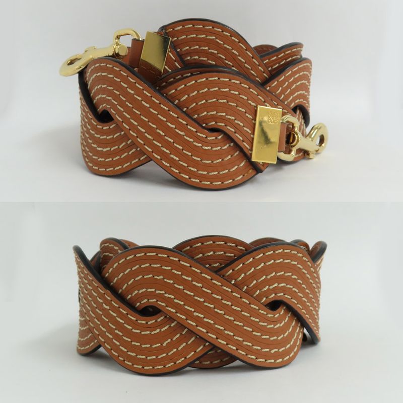 Loewe Shoulder Wavy Stitch Brown Gdhardware Bag Strap Single Item — view 5