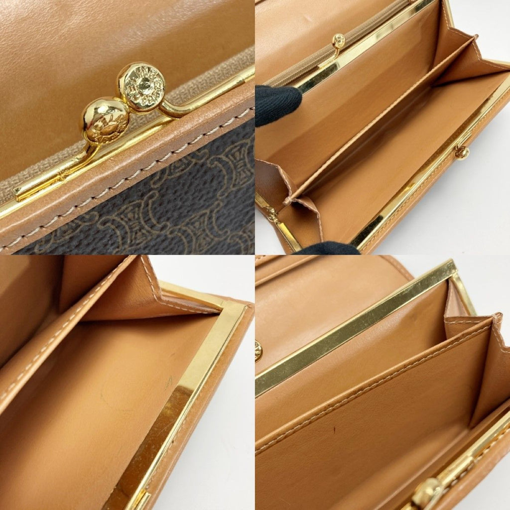 Celine Macadam Pattern Bifold Wallet Pouch Brown Leather Long — view 5