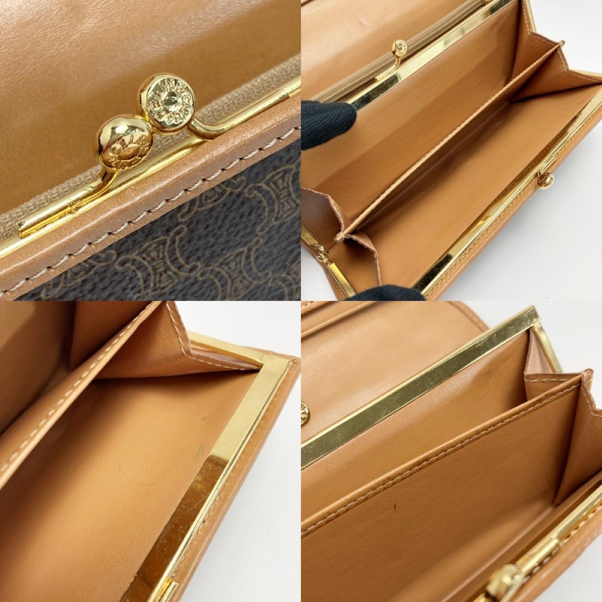 Celine Macadam Pattern Bifold Wallet Pouch Brown Leather Long — view 5