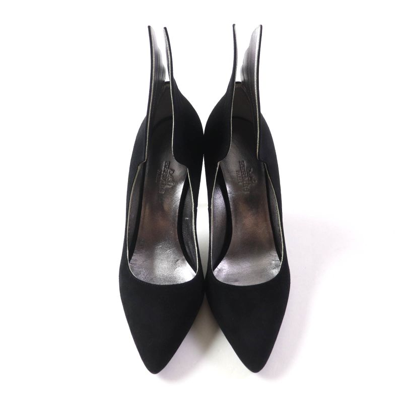 Hermes Vecteur Feather Motif Suede Leather Pumps Black 35 Storage With Bag — view 4