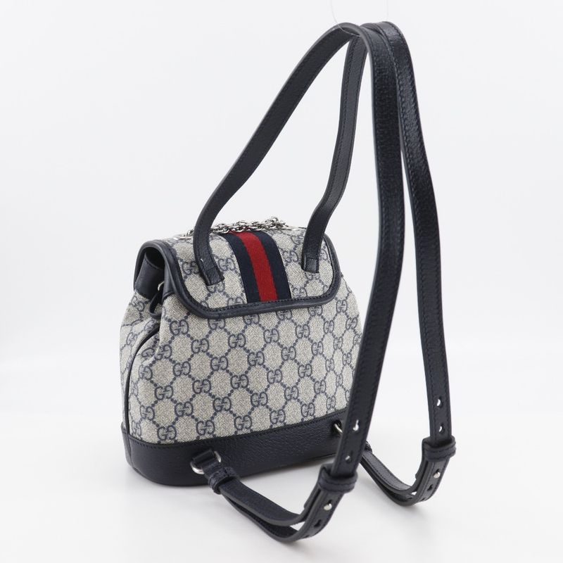 Gucci Ophidia Mini GG Supreme Canvas Gray Navy Blue Backpack Daypa — view 3