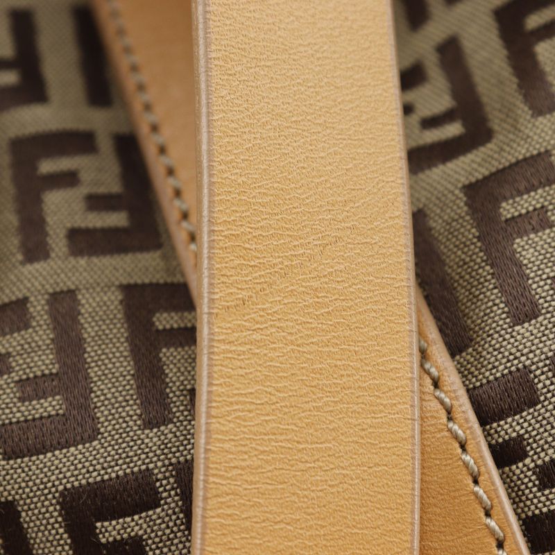Fendi Zucchino 7 Vs014 Nylon Canvas and Leather Brown Boston Bag — view 8