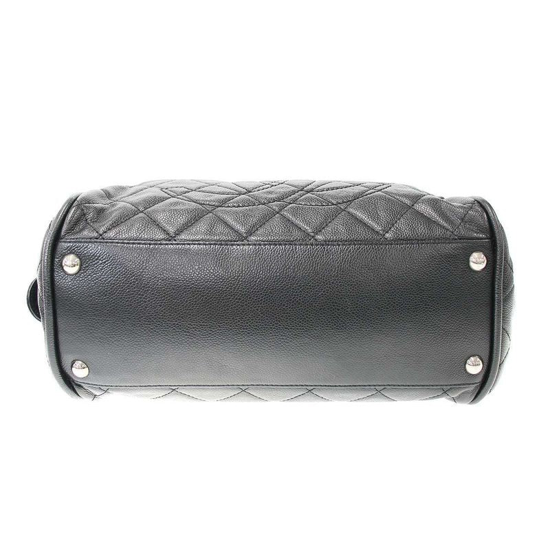Chanel Quilted Caviar Leather Mini Boston Bag Black — view 4
