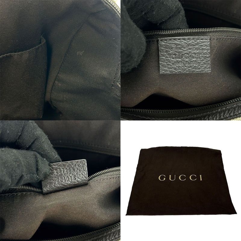 Gucci Boston Bag Handbag Shoulder Canvas Leather Beige Dark Brown Casual — view 7