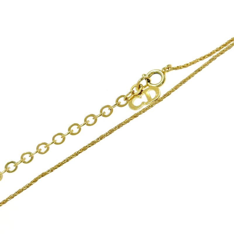 Christian Dior GP Rhinestone Faux Pearl Necklace Gold — view 7