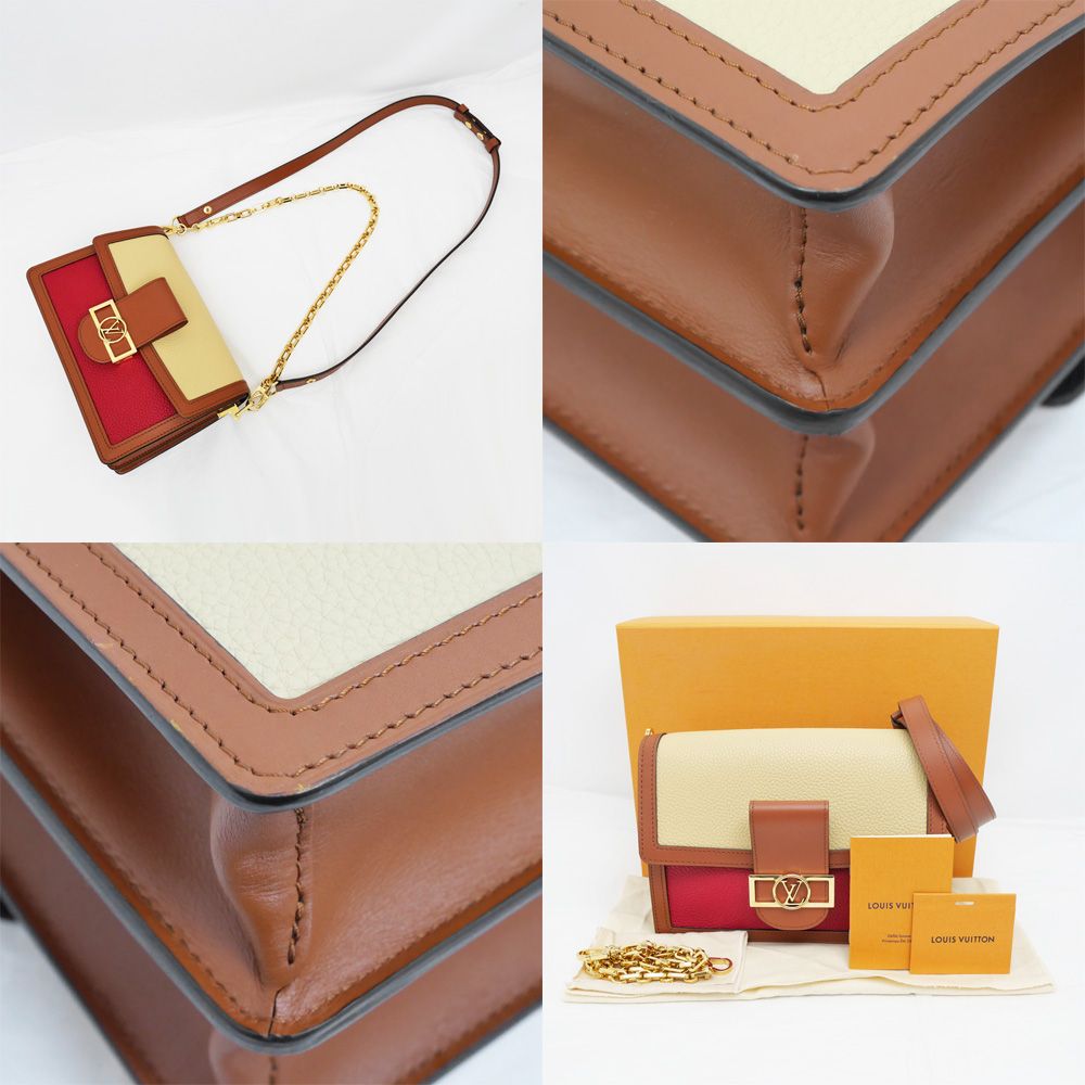 Louis Vuitton Dauphine MM Panama Scarlet Shoulder Bag Taurillon Leather — view 9