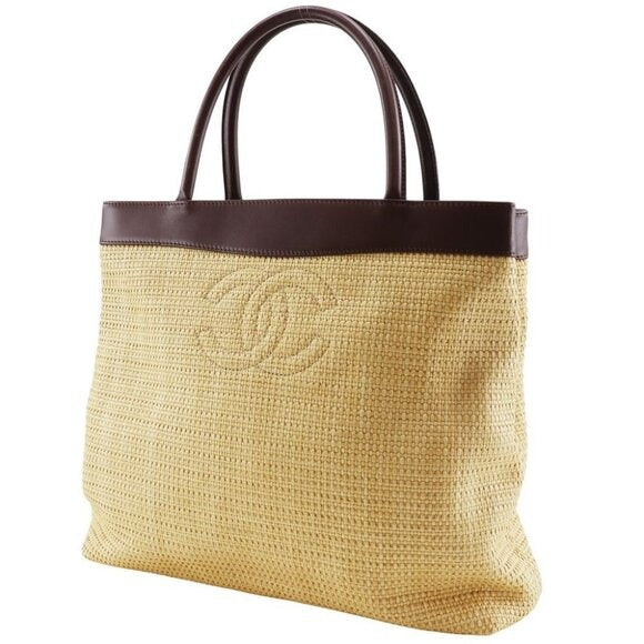 Chanel Raffia Tote Summer Shoulder Bag Straw Beige Brown — view 4