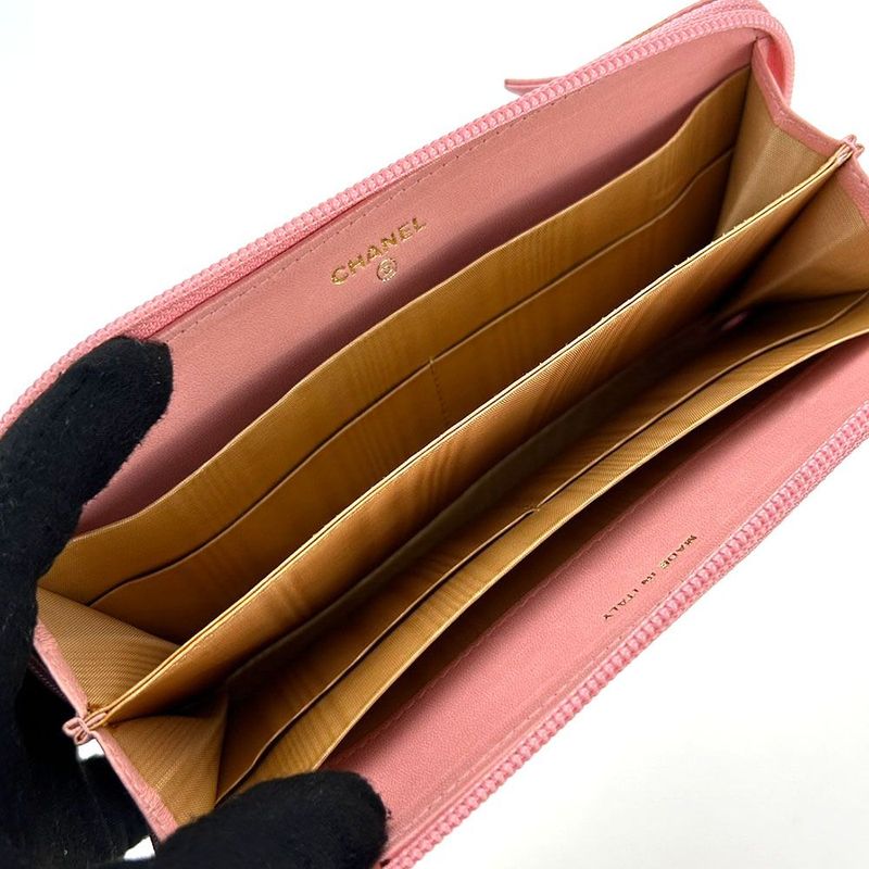 Chanel Round Zipper Long Wallet Caviar Leather 9 th Coco Mark — view 2