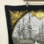 Hermes Carre 90 Marine Et Cavalerie Sea and Cavalry Large Scarf Black Multi All-over Print Silk — view 4